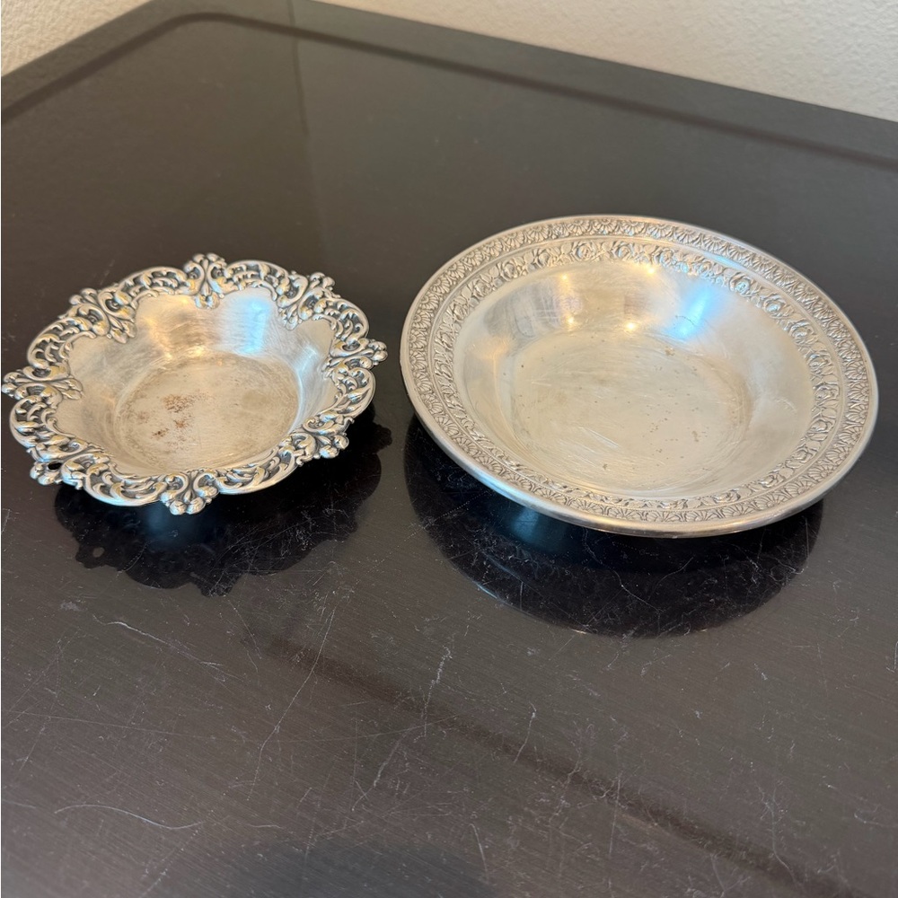 Set Of Two Silver Plated Wallace Trinket Dishes